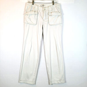 Free People Womens Sailor Pocket Straight Loose Denim Jeans Pants Size 28 White
